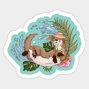 Tropical otter enjoying summer Sticker